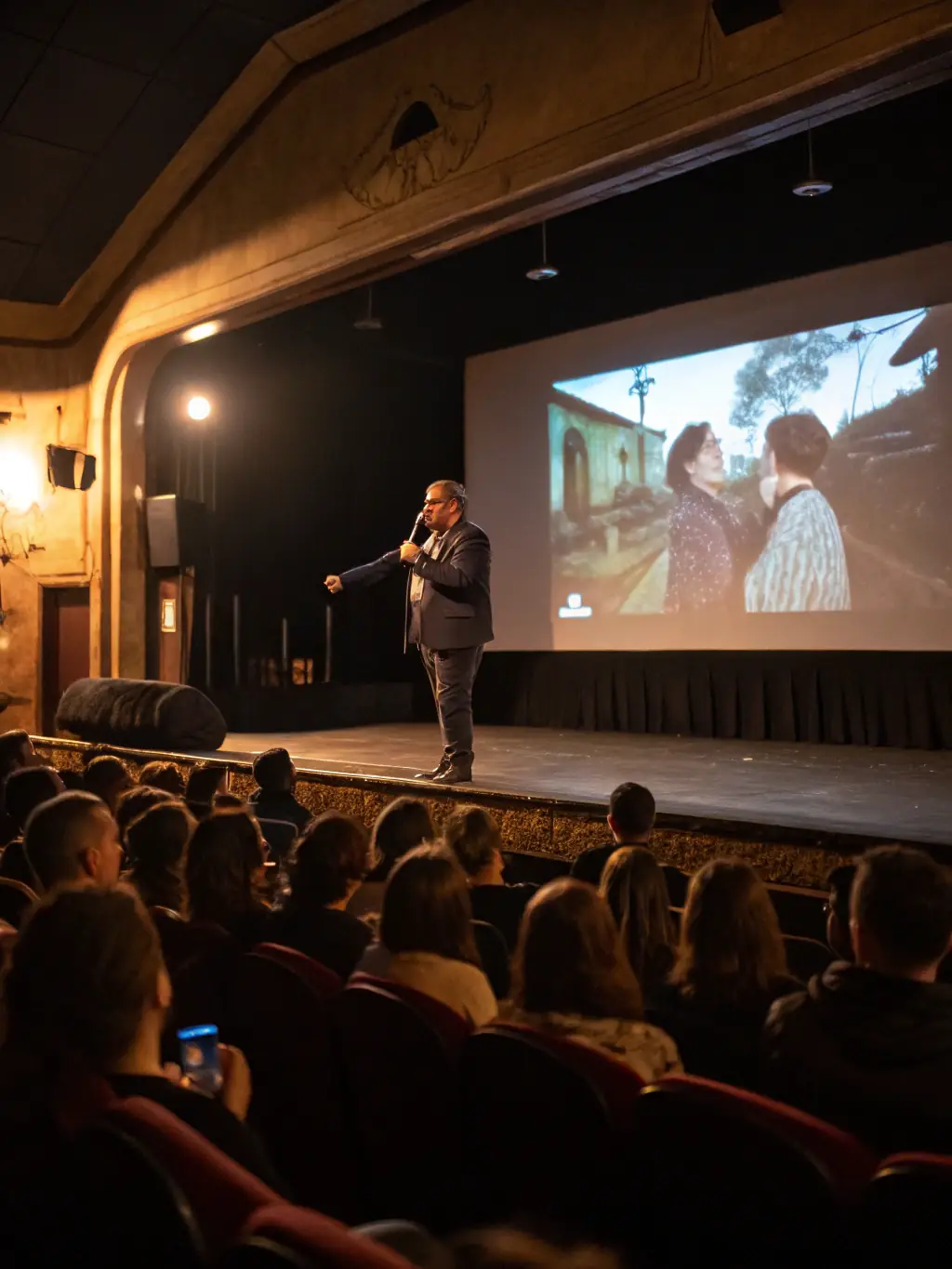 A photograph of a Q&A session with a renowned film director at an APC-organized event, highlighting the association's efforts to bring industry professionals closer to the local audience.