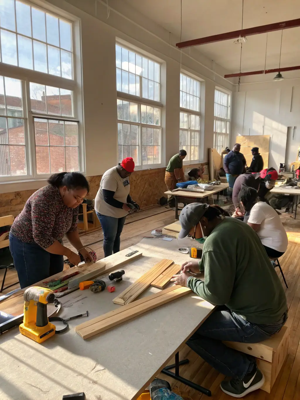 A photograph of a community workshop organized by APC, where participants are actively engaged in a hands-on filmmaking activity, demonstrating the association's commitment to film education.